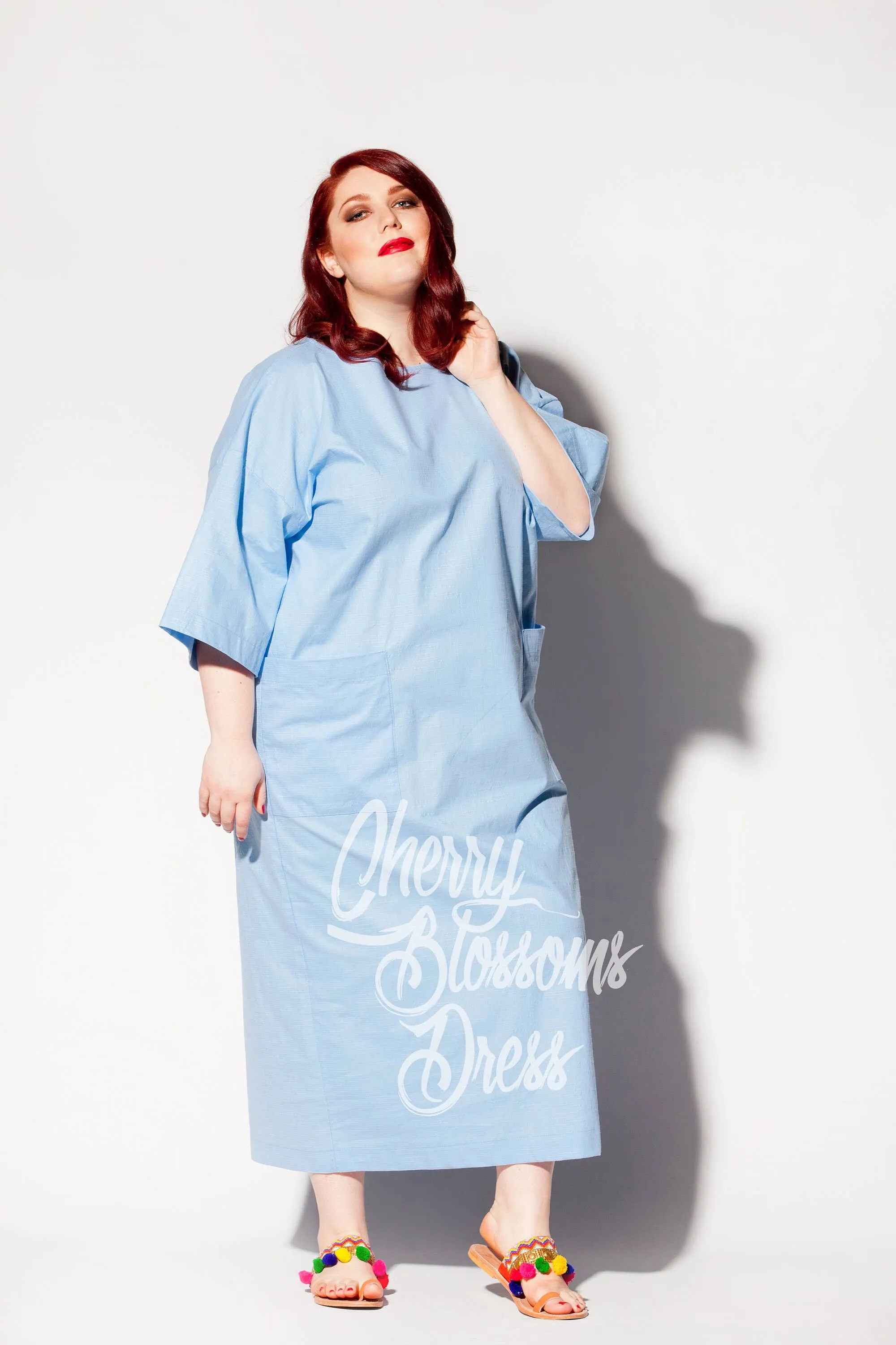Plus Size Linen Clothing, Sky Blue Linen Dress, Linen Robe, Plus Size Dress with Pockets, Linen Kaftan, Plus Size Clothing, Minimalist Dress
