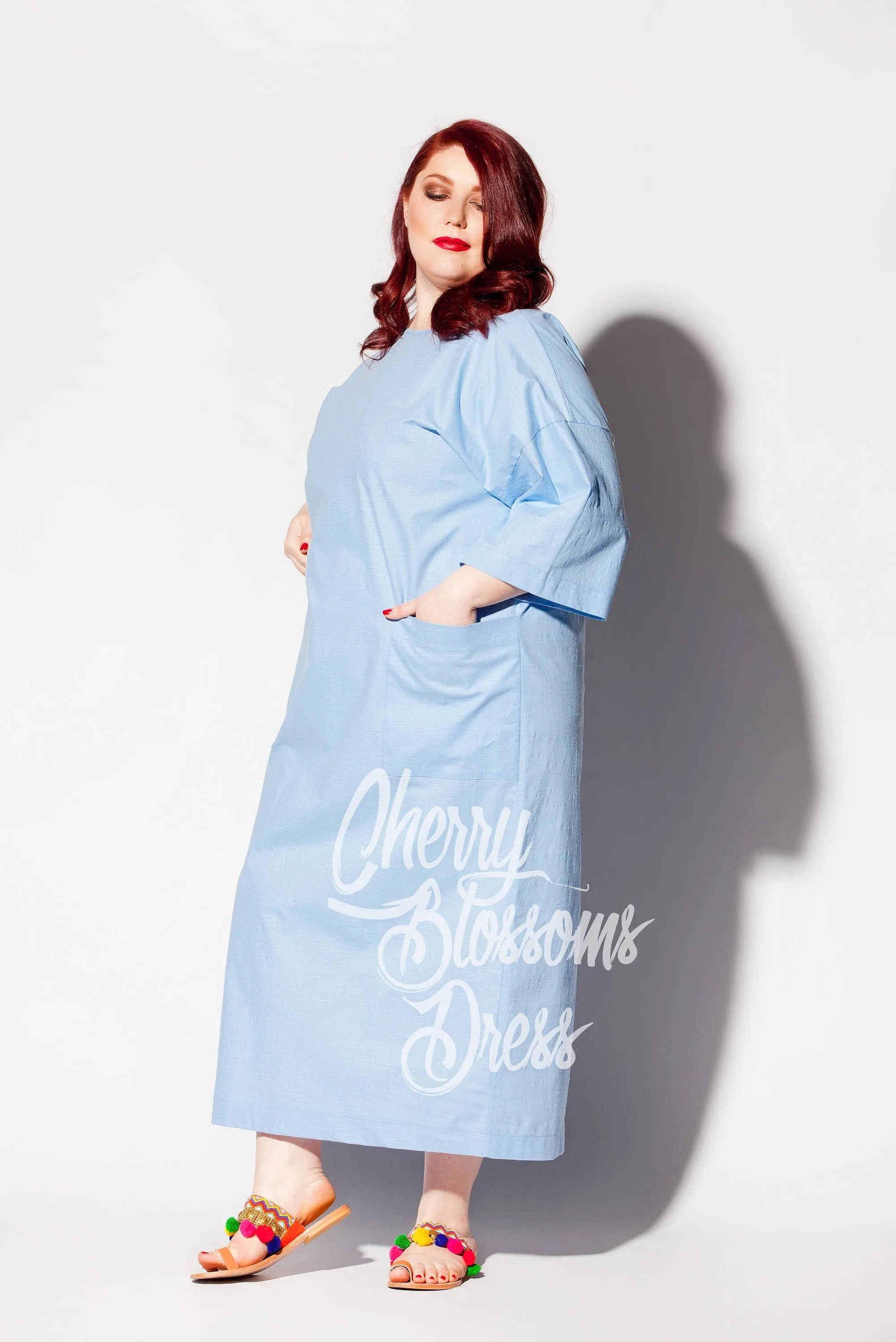 Plus Size Linen Clothing, Sky Blue Linen Dress, Linen Robe, Plus Size Dress with Pockets, Linen Kaftan, Plus Size Clothing, Minimalist Dress