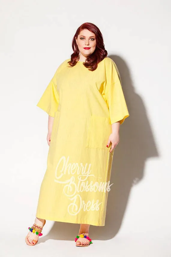 Plus Size Linen Clothing, Sky Blue Linen Dress, Linen Robe, Plus Size Dress with Pockets, Linen Kaftan, Plus Size Clothing, Minimalist Dress