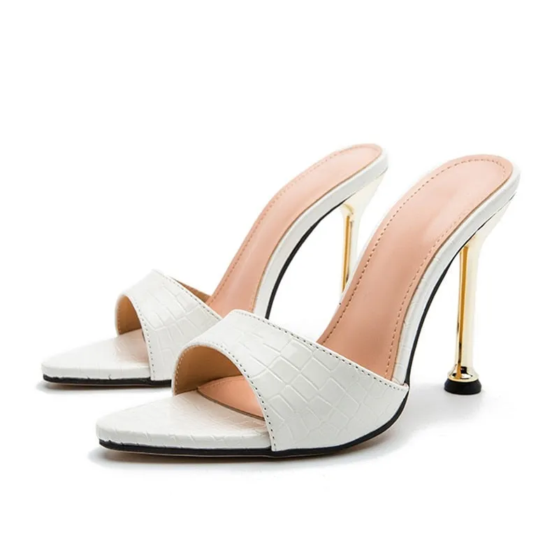 Pointed Peep Toe Slides