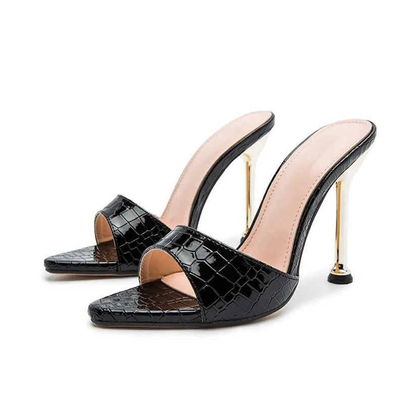 Pointed Peep Toe Slides