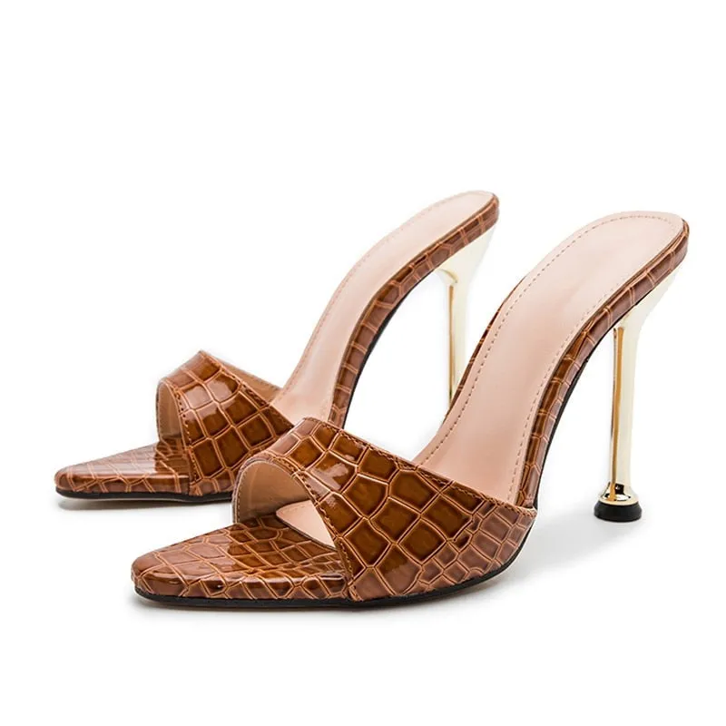 Pointed Peep Toe Slides