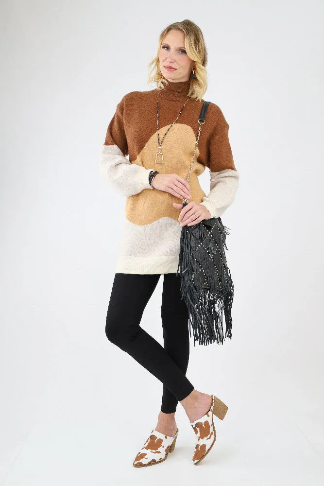 Pointy Toe Cow Print Stack Mules - Brown
