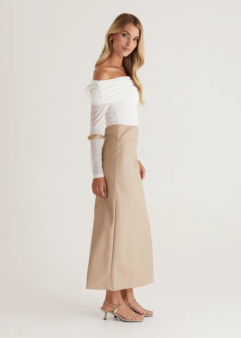 Polo Off Shoulder Top - Off White