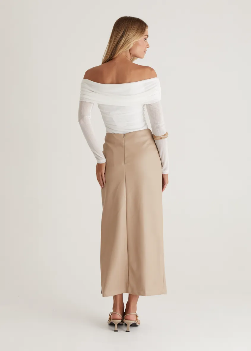 Polo Off Shoulder Top - Off White