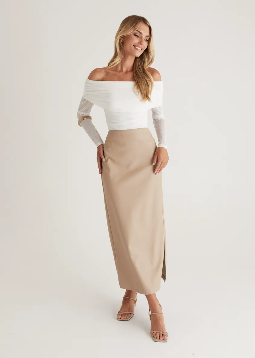 Polo Off Shoulder Top - Off White