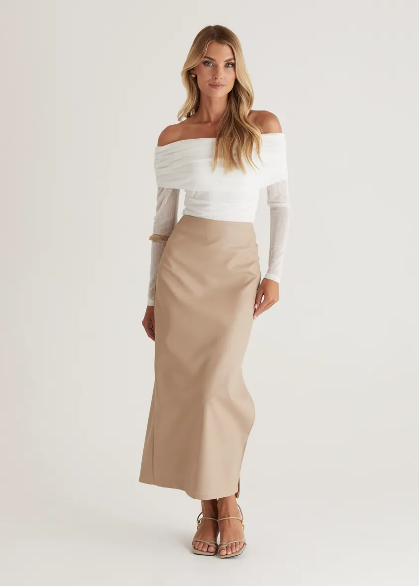 Polo Off Shoulder Top - Off White