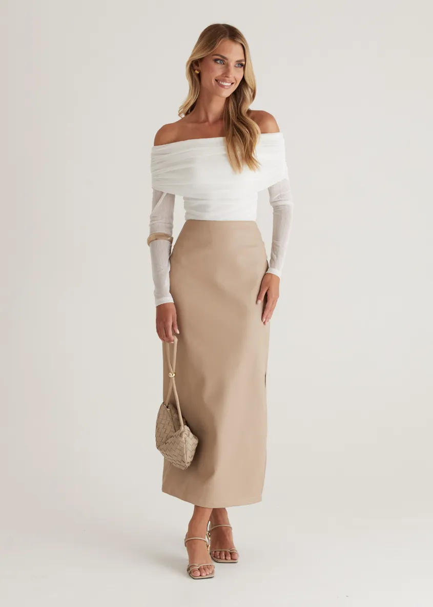 Polo Off Shoulder Top - Off White