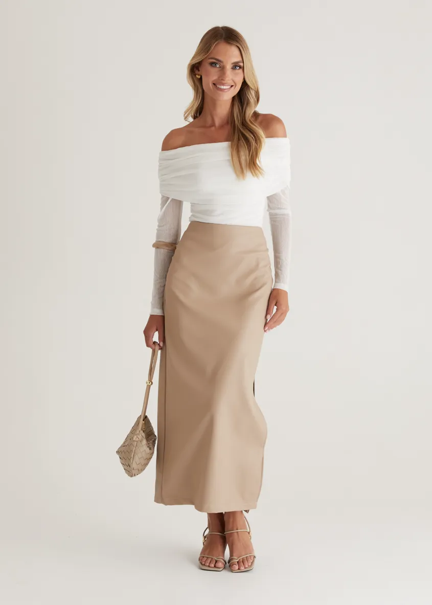 Polo Off Shoulder Top - Off White
