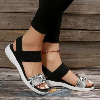 PU Leather Open Toe Low Heel Sandals