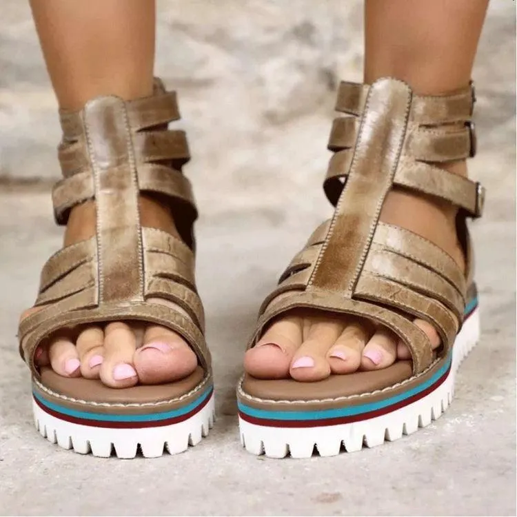Pu Leather Summer Peep-Toe Shoes
