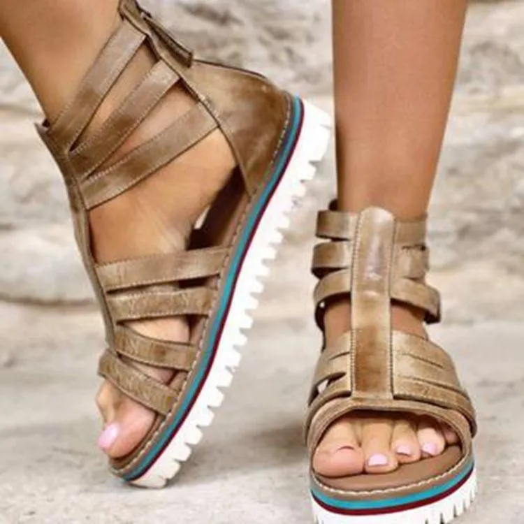 Pu Leather Summer Peep-Toe Shoes