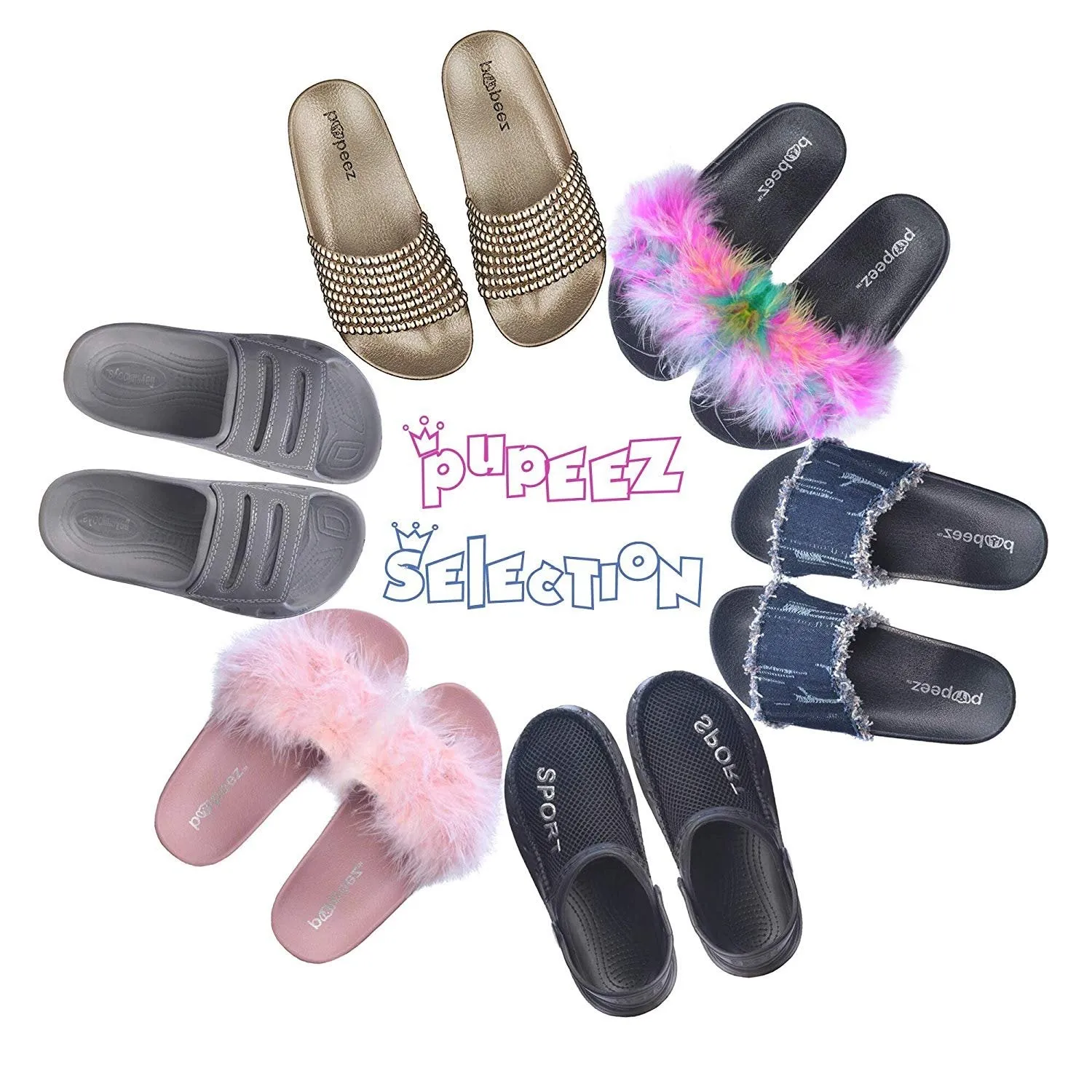 Pupeez Girls Summer Open Toe Jelly Slide Sandals