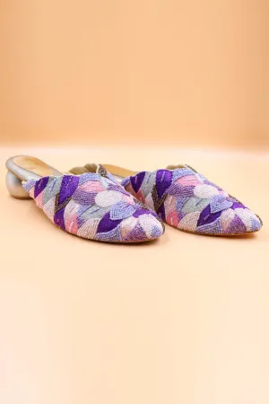 Purple Bead Embellished Mules
