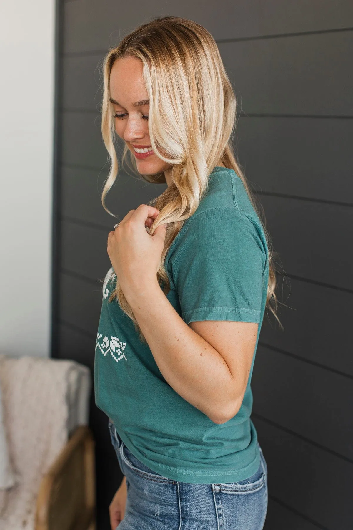 "Definitely Getting Coal" Graphic Tee- Light Emerald