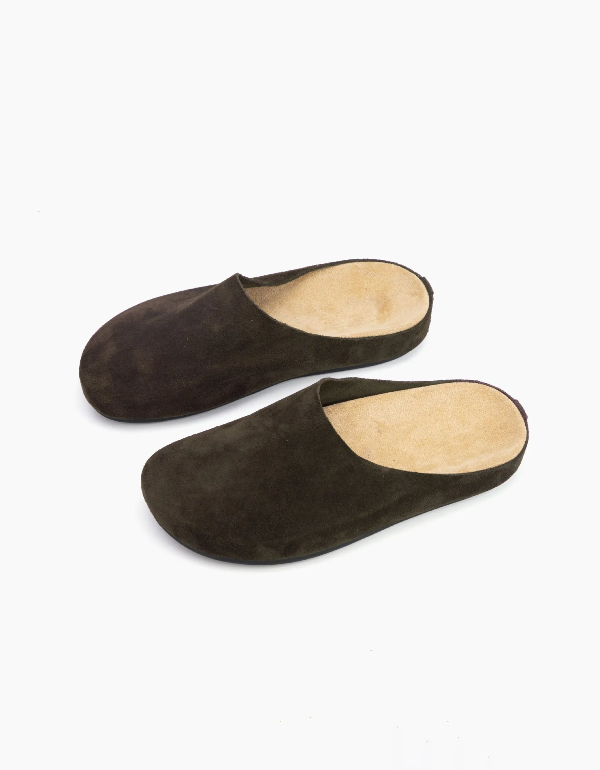 Real Leather Suede Wide Toe Box Mules