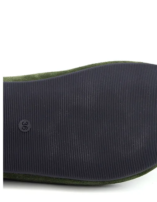 Real Leather Suede Wide Toe Box Mules