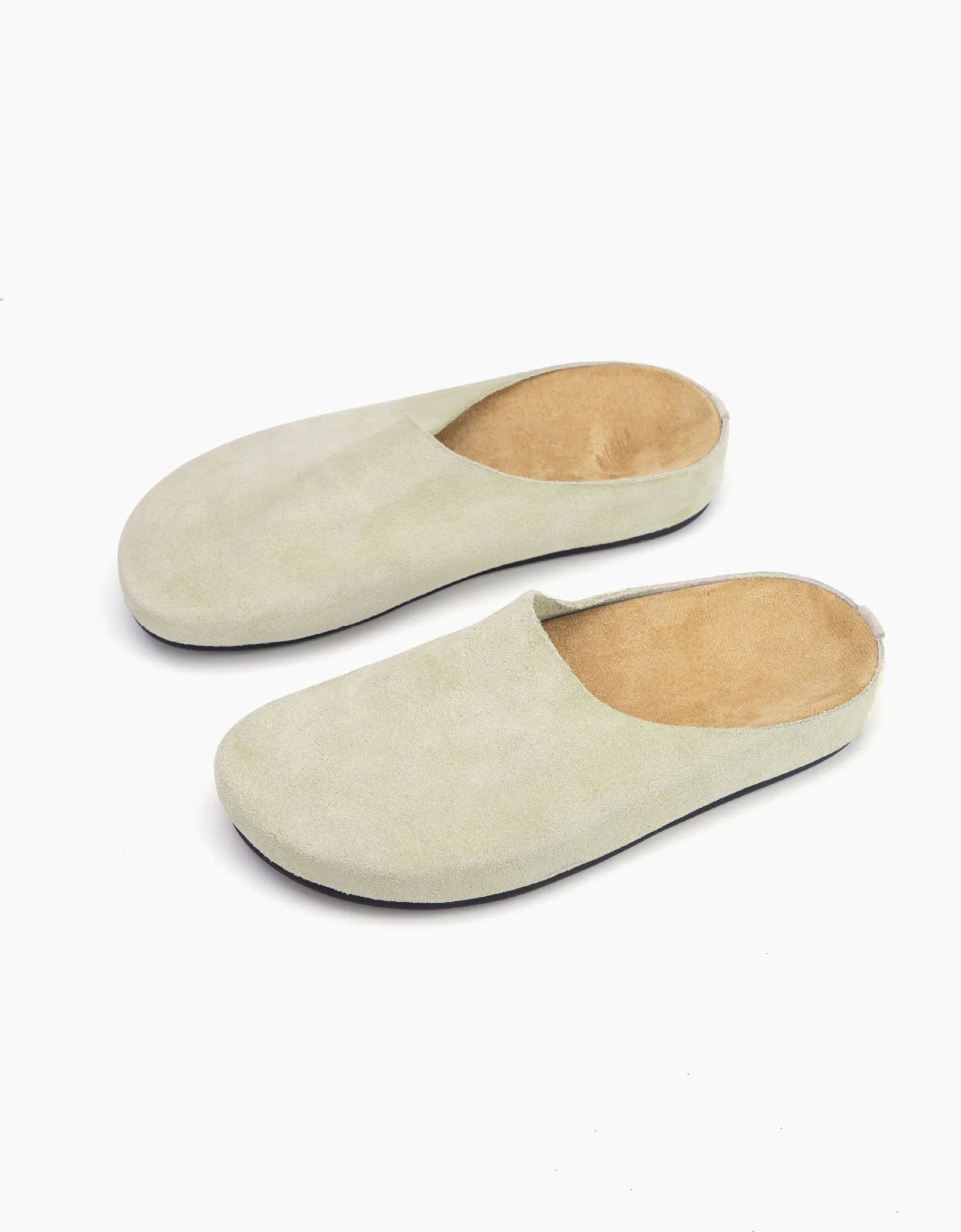Real Leather Suede Wide Toe Box Mules