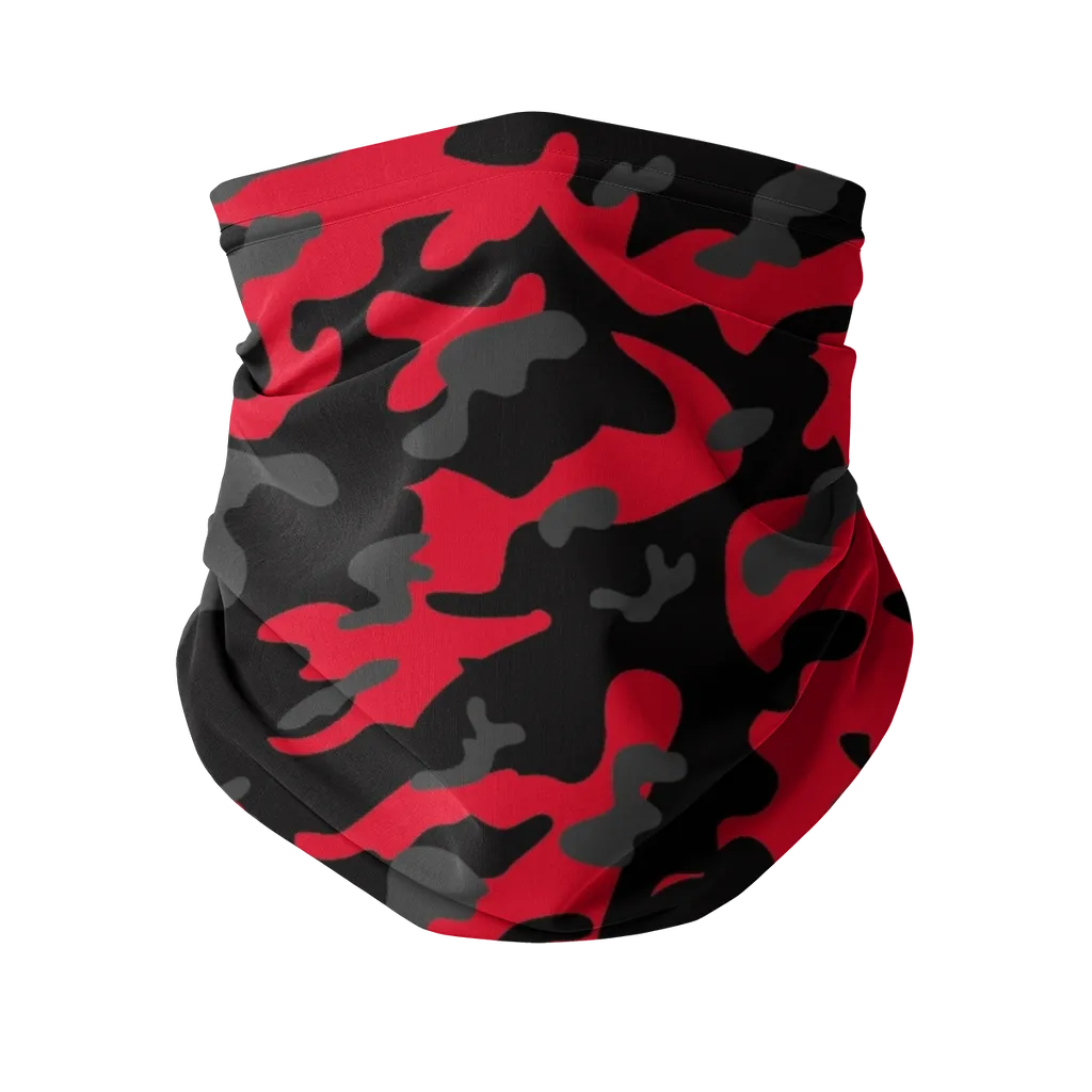 Red Black Grey Camo Sublimation Neck Gaiter