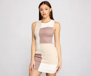 Retro Babe Sleeveless Charming Colorblock Mini Dress