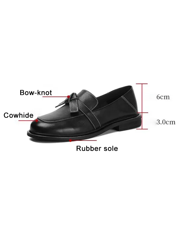 Retro Leather Bowknot Spring Flat Loafers