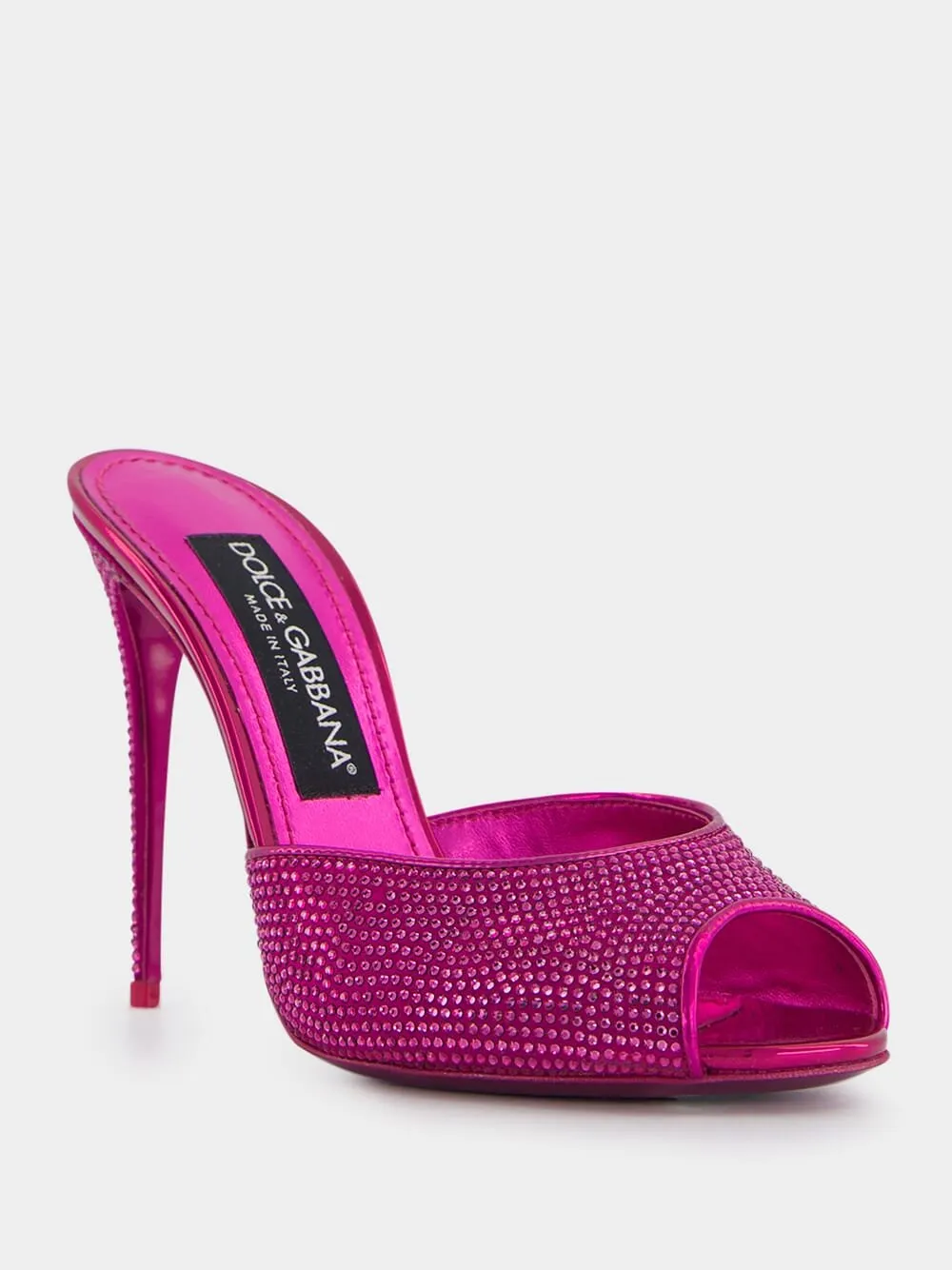 Rhinestone-Embellished Satin Mules