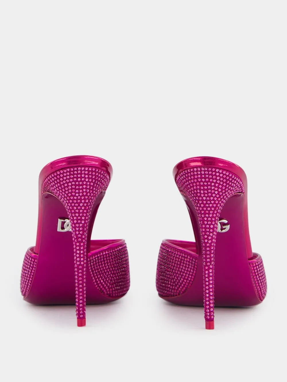 Rhinestone-Embellished Satin Mules