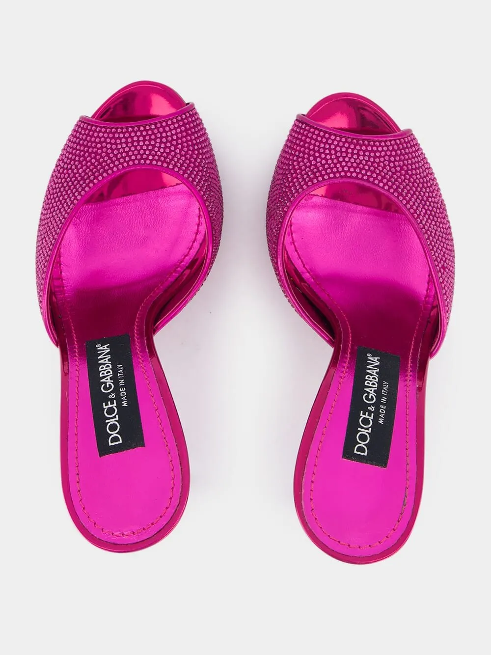 Rhinestone-Embellished Satin Mules