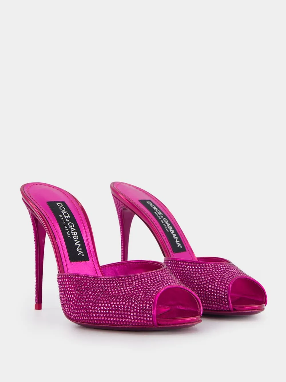 Rhinestone-Embellished Satin Mules
