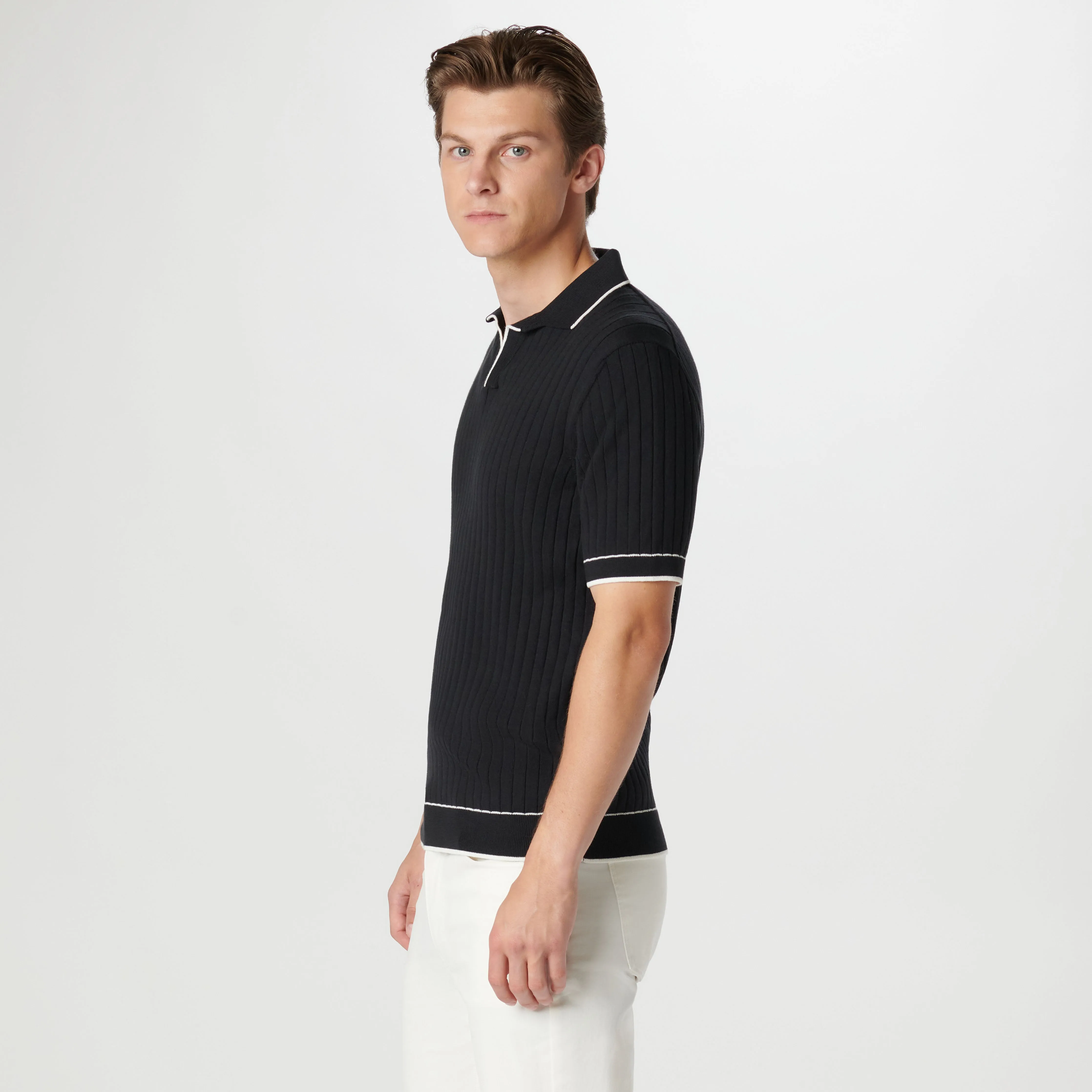 Rib Stitch Short Sleeve Johnny Sweater