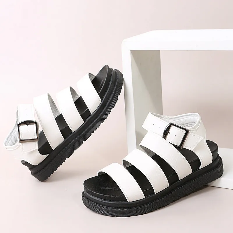Roman Open Toe Platform Buckle Sandals