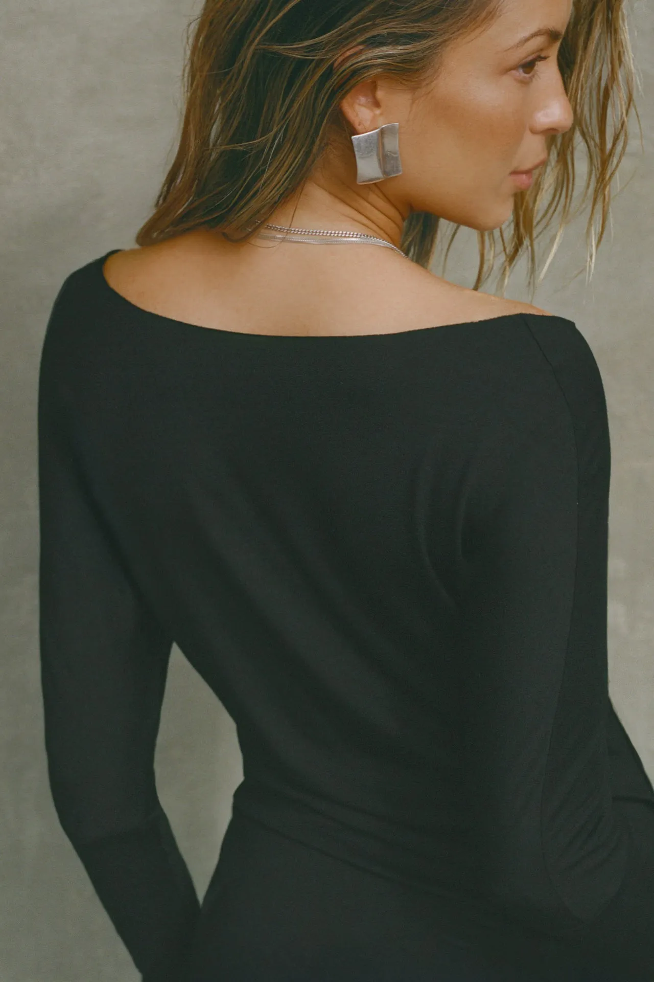 Ruched Asymmetrical Long Sleeve