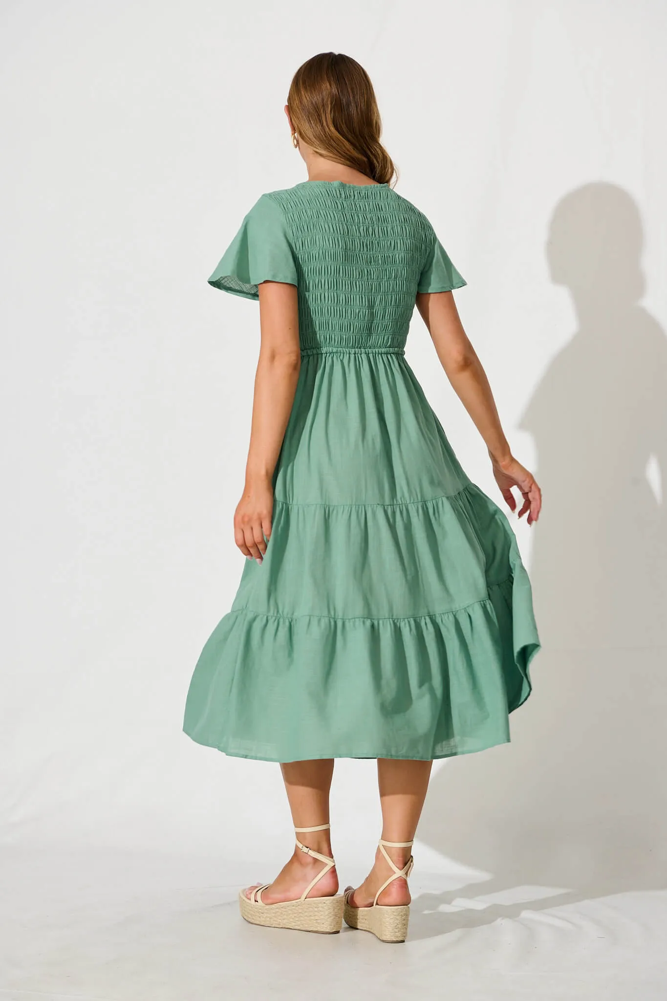 Sage Linen Blend Midi Dress