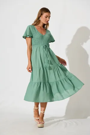 Sage Linen Blend Midi Dress