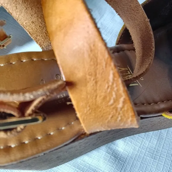 Seychelles Laugh More Suede Platform Wood Wedge Sandals Mustard Italy Size 7
