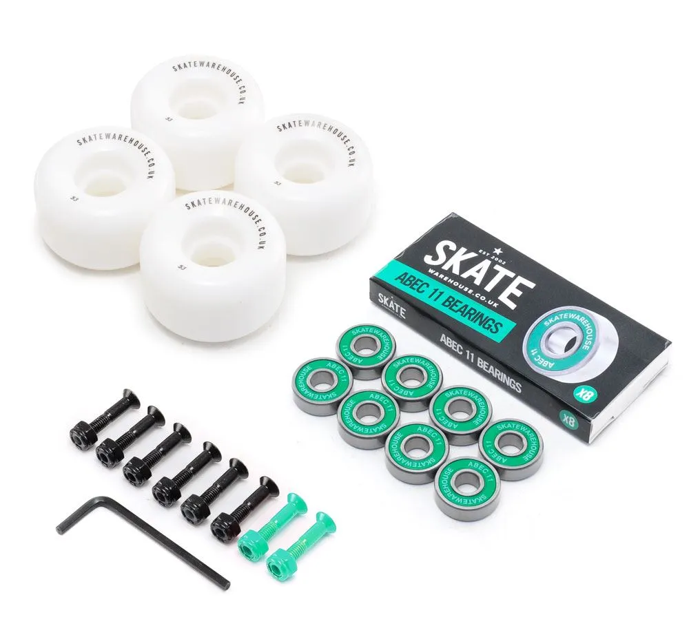 Skatewarehouse Conical Skateboard Wheels & Skatewarehouse ABEC 11 Bearings Pack   Bolts!