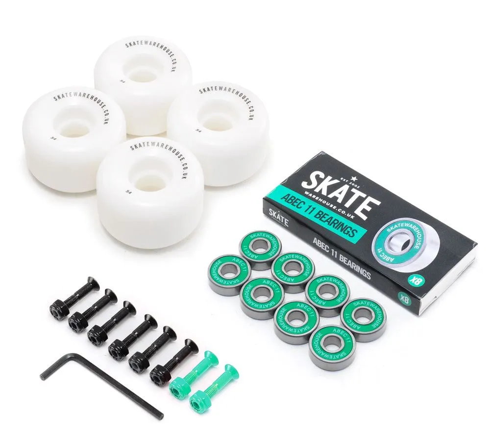 Skatewarehouse Conical Skateboard Wheels & Skatewarehouse ABEC 11 Bearings Pack   Bolts!