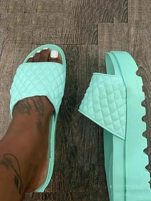 Solid Color Platform Slippers