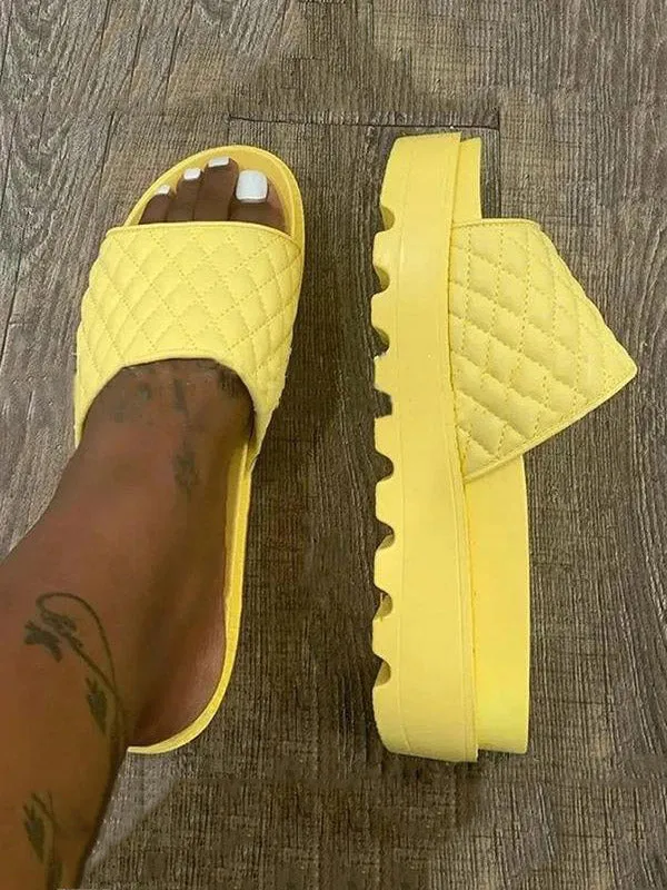Solid Color Platform Slippers