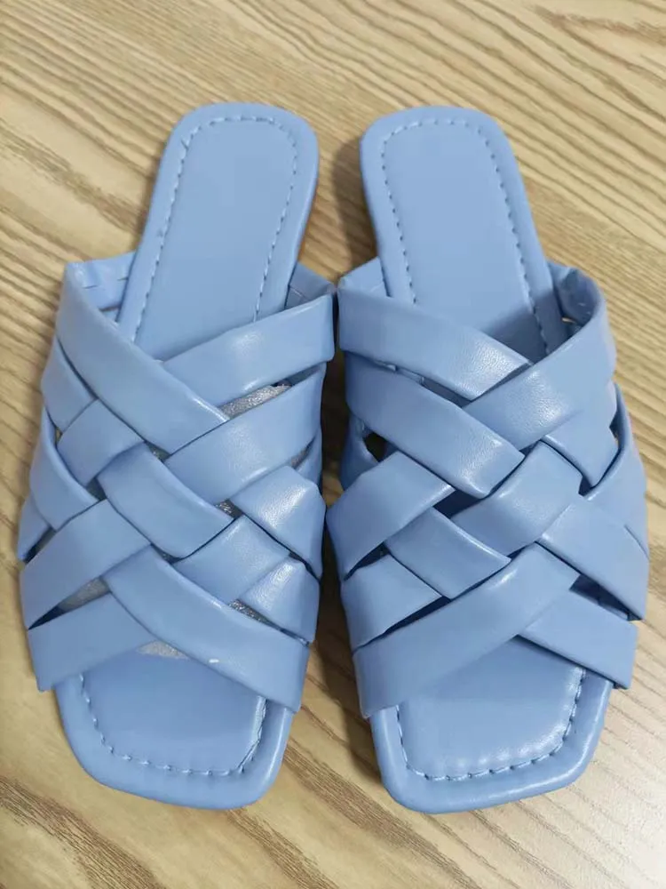 Squre Toe Solid Color Slippers