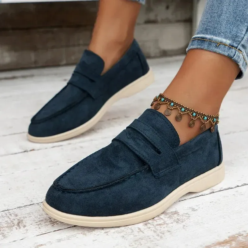 Structured Suede Slip-On Loafers