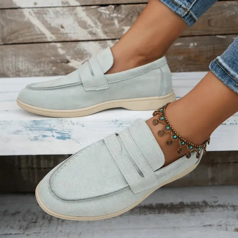 Structured Suede Slip-On Loafers