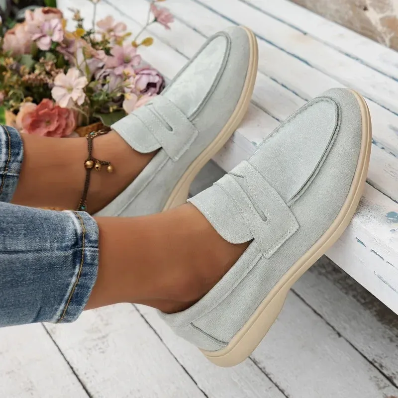 Structured Suede Slip-On Loafers