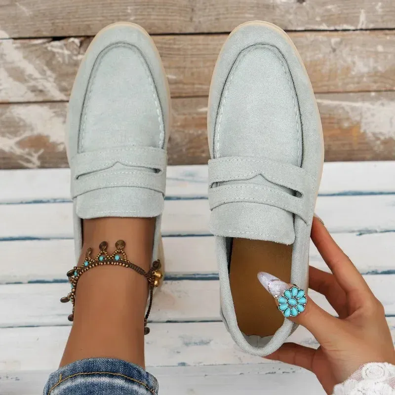 Structured Suede Slip-On Loafers