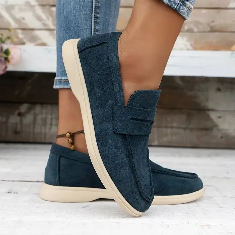 Structured Suede Slip-On Loafers