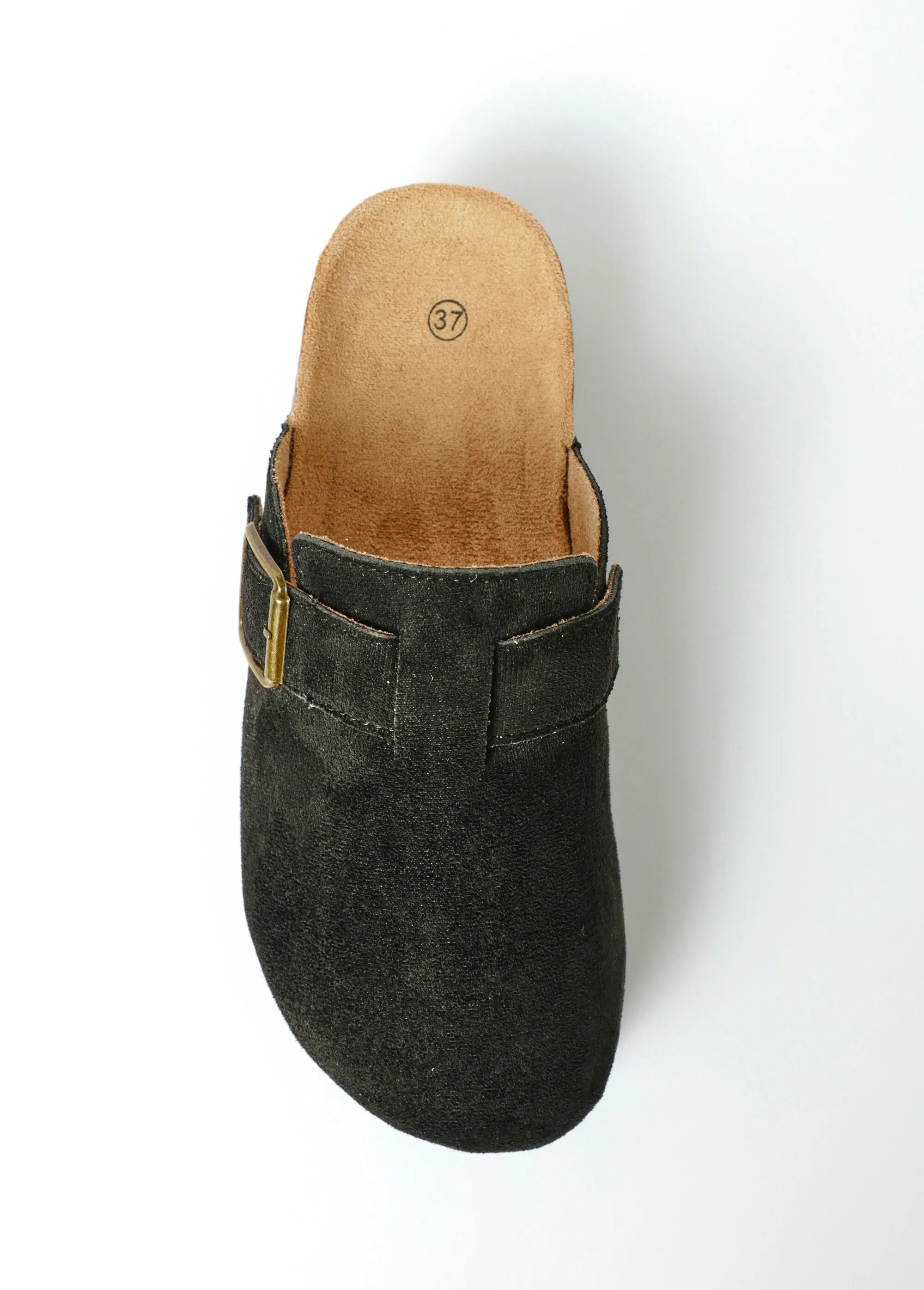 Suede clog mules with wedge sole