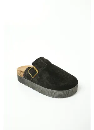 Suede clog mules with wedge sole