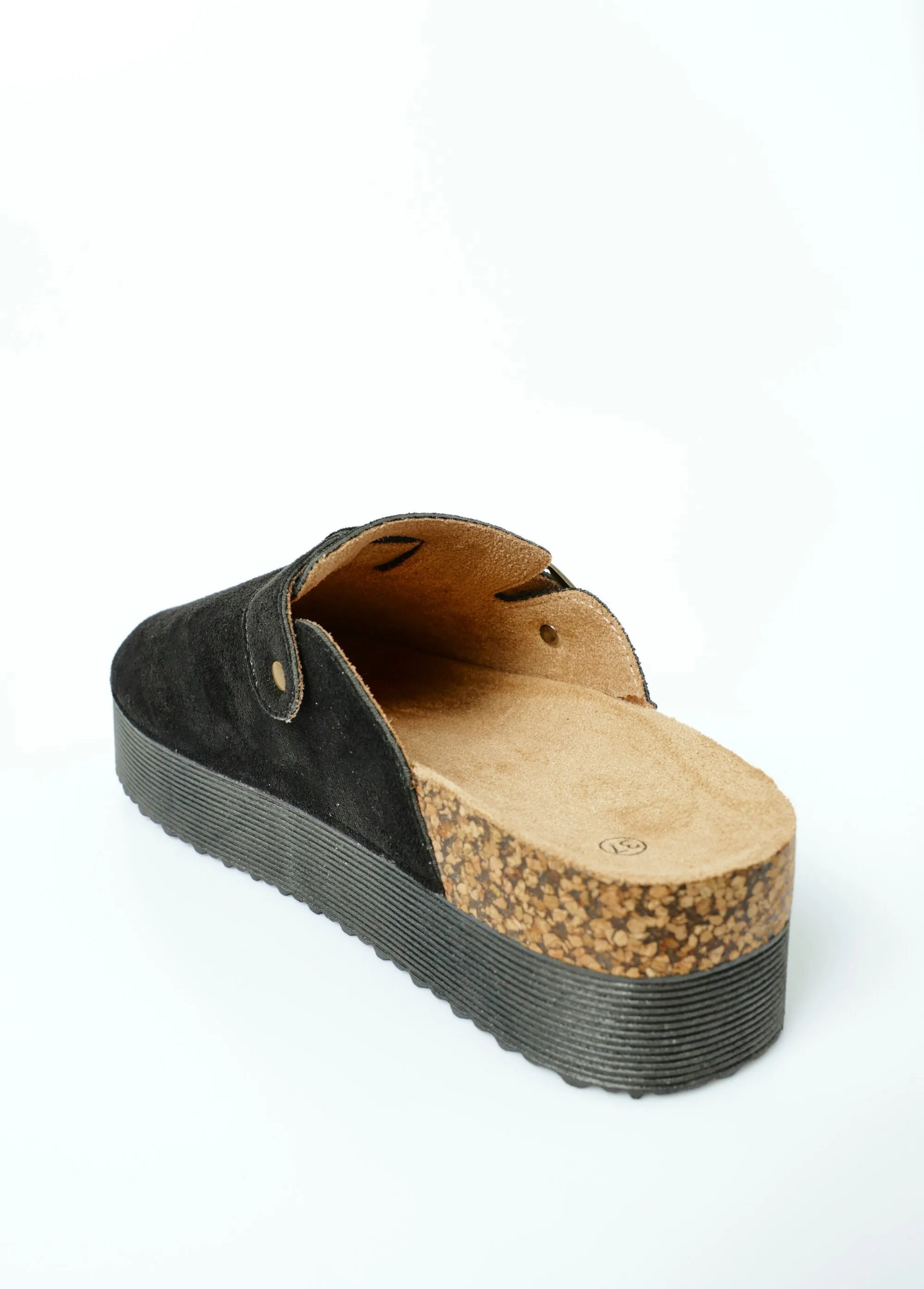 Suede clog mules with wedge sole