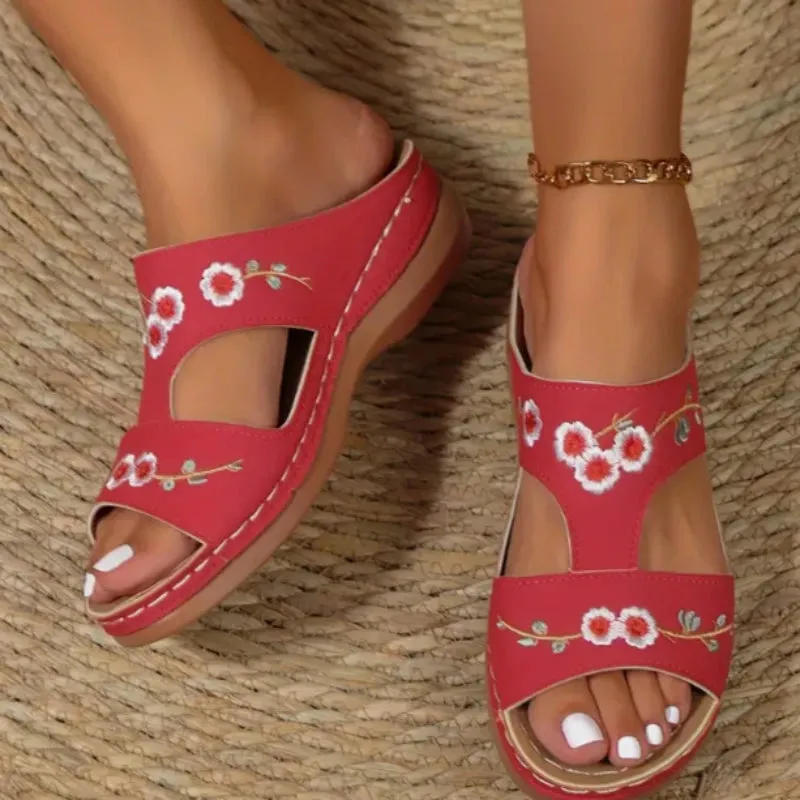 Summer Women Wedge Sandals Premium Orthopedic Open Toe Vintage Leather Casual Female Platform Retro Shoes