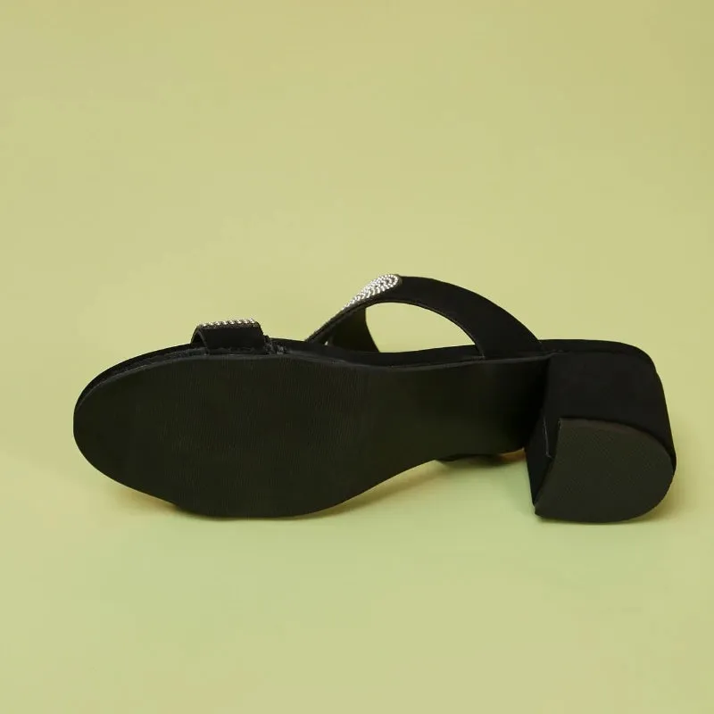 Summer Women's Fashion Open Toe Slip-On Flats Comfortable Slippers Rhinestone Designer Sandals for Women